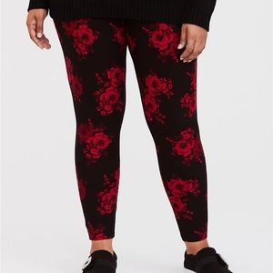 Torrid Black & Red Rose Leggings